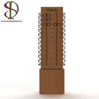 فروشگاه عینک OEM چوبی نمایشگر خرده فروشی پایه های 4 طرفه کف Mdf با پایه چرخان